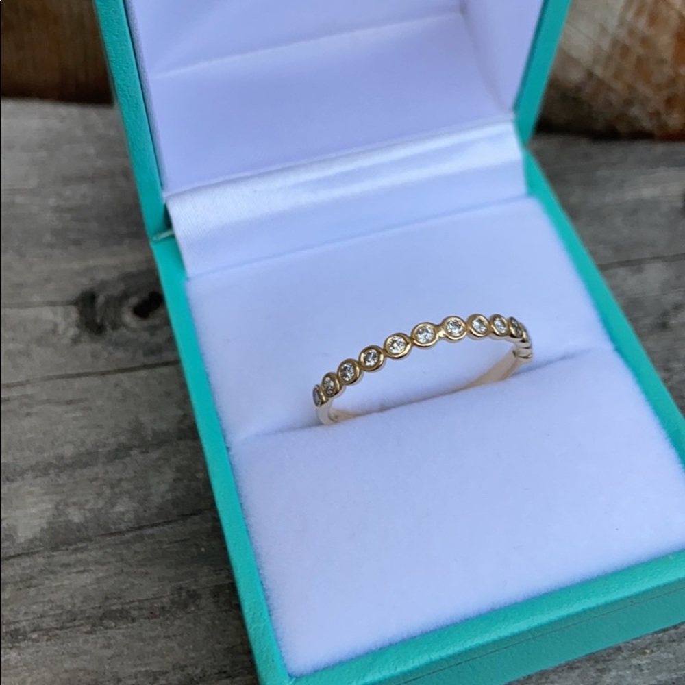 14k yellow gold and diamond half eternity band